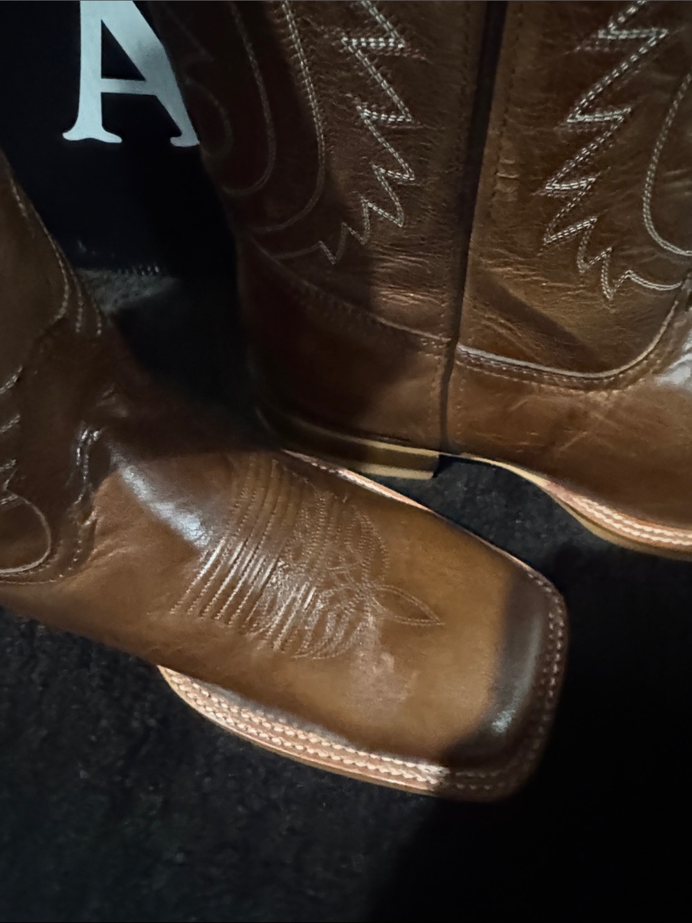 Alfa Cowhide Square Toe Cowboy Boot - Picture 2 of 5